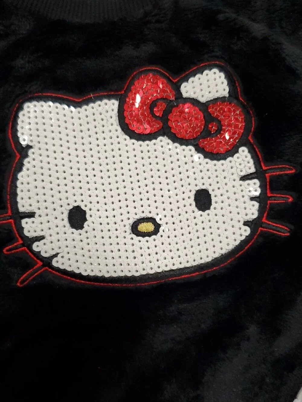 Hello Kitty Black Top with Black & White Houndstooth Pants Set
